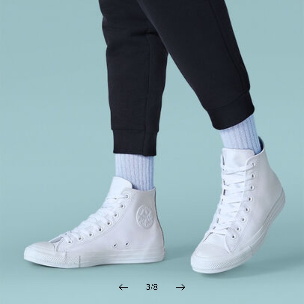 Converse All White Chuck Taylor All Star Leather High Tops Mens Size 11